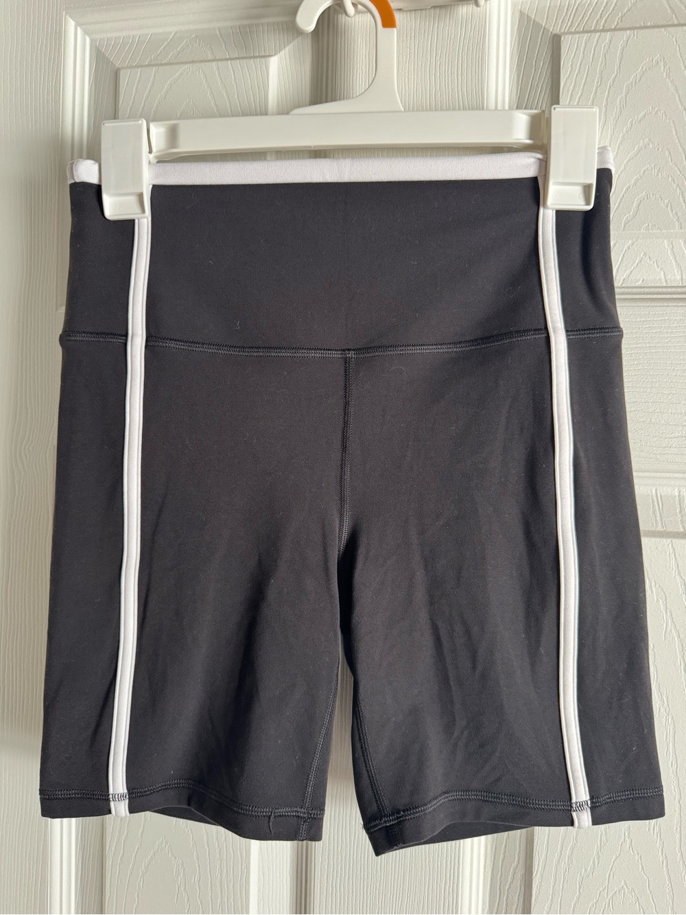 Athleta Black Bike Shorts with White Side Tipping - Picture 3 of 4